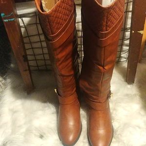 Brown over the knee flat boots
